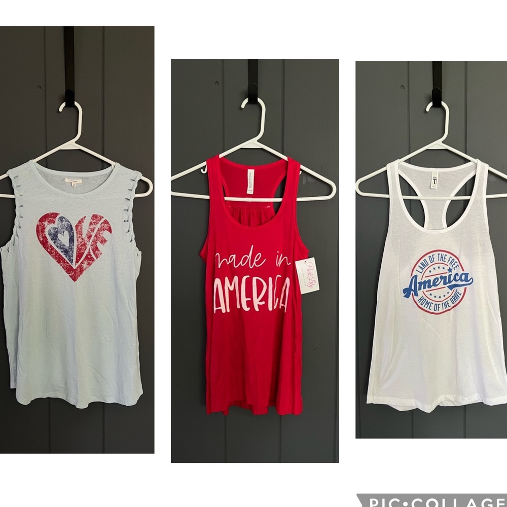 Set of 3 America tank tops size small